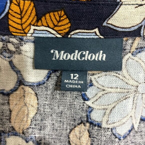 Modcloth Floral Midi Dress - Blue and Brown - Picture 10 of 15